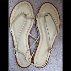 NEW! Jcrew pale yellow smooth leather  kid asymmetric sandal